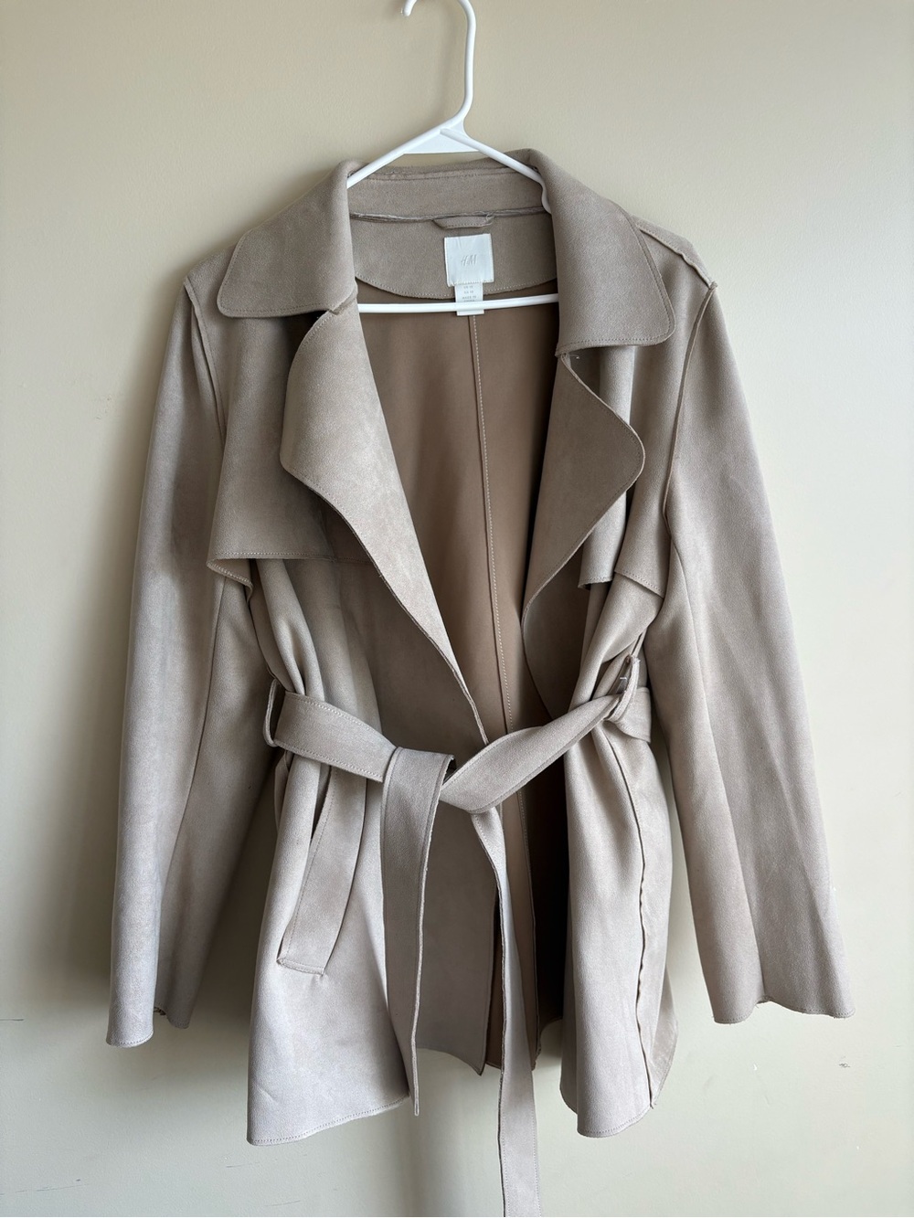Belted Faux Suede Coat Jacket Size 10-12 M-L